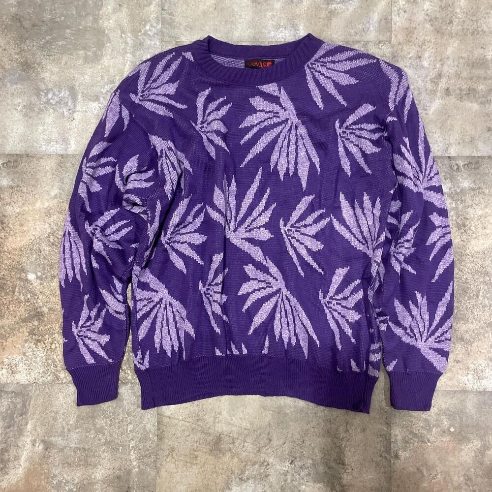 purple plant leaf oversized crewneck pullover size medium